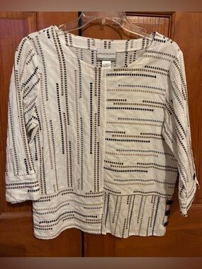 Alfred Dunner White and Black Patterned Cotton Tunic